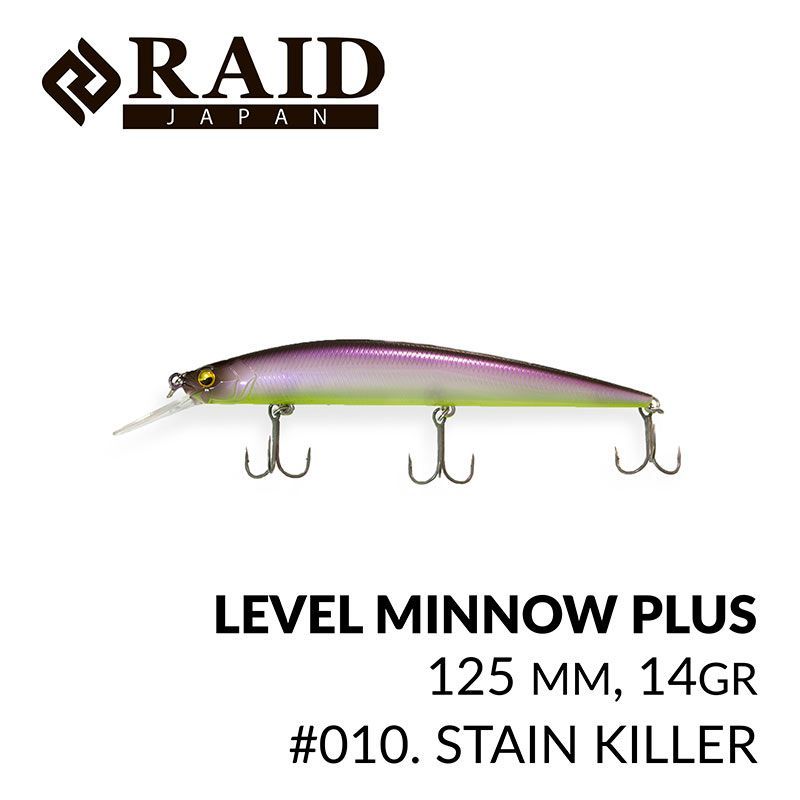 

Воблер Raid Level Minnow Plus (125mm, 14g) (010 Stain Killer)