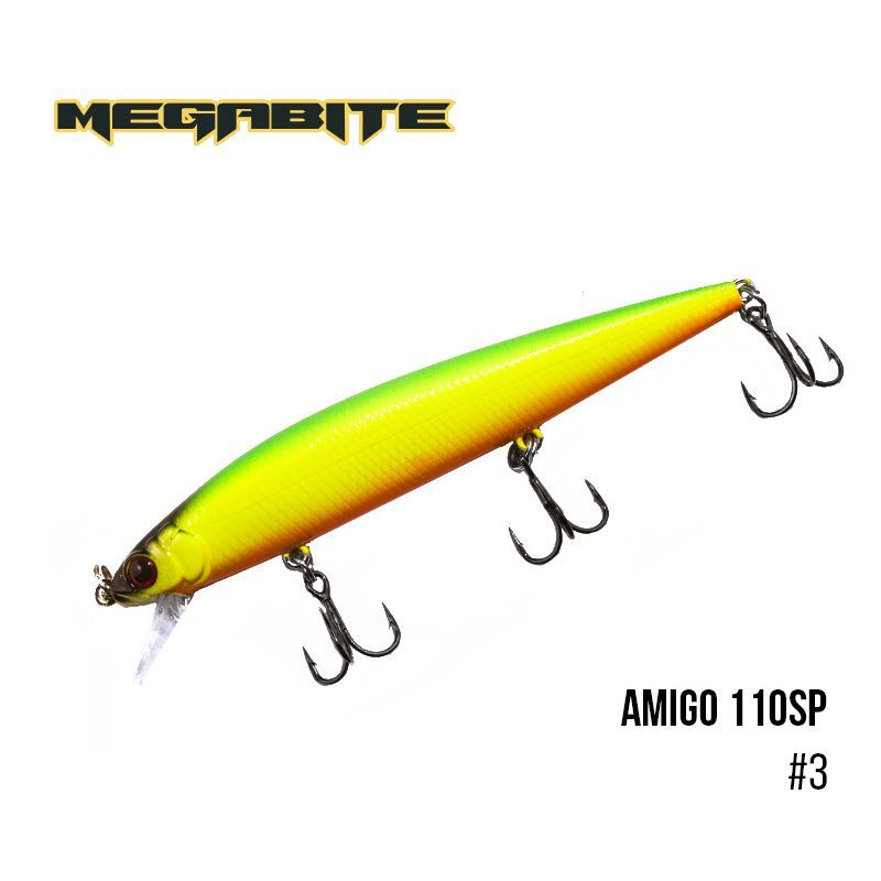 

Воблер Megabite Amigo 110 SP (110 мм, 14,3 гр, 1,0 m) (3)