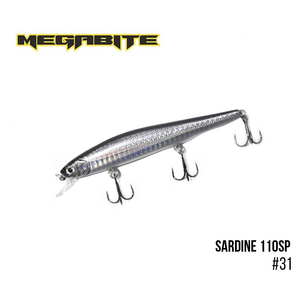 

Воблер Megabite Sardine 110SP (110 mm, 13.7 g, 1.2 m) (31)