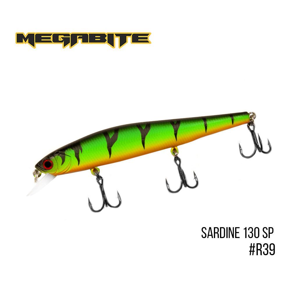 

Воблер Megabite Sardine 130SP (130 mm, 19.7 g, 1.8 m) (R39)