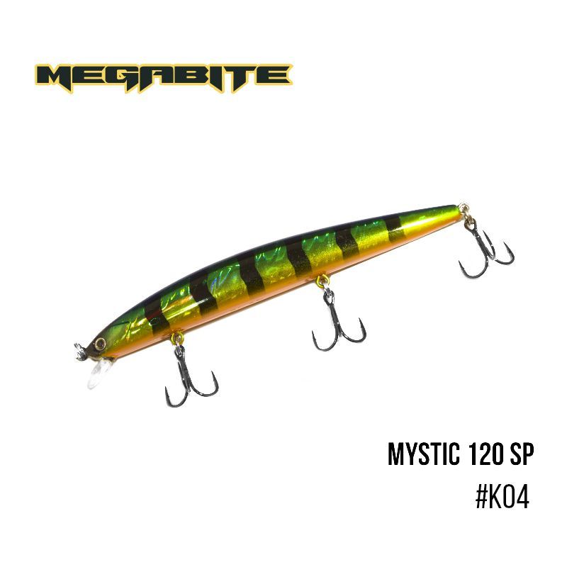 

Воблер Megabite Mystic 120 SP (120 мм, 14,8 гр, 0,5 m) (K04)