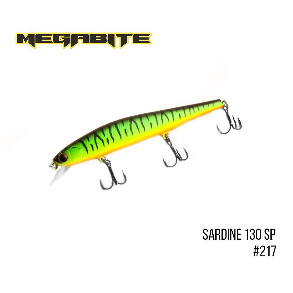 

Воблер Megabite Sardine 130SP (130 mm, 19.7 g, 1.8 m) (217)
