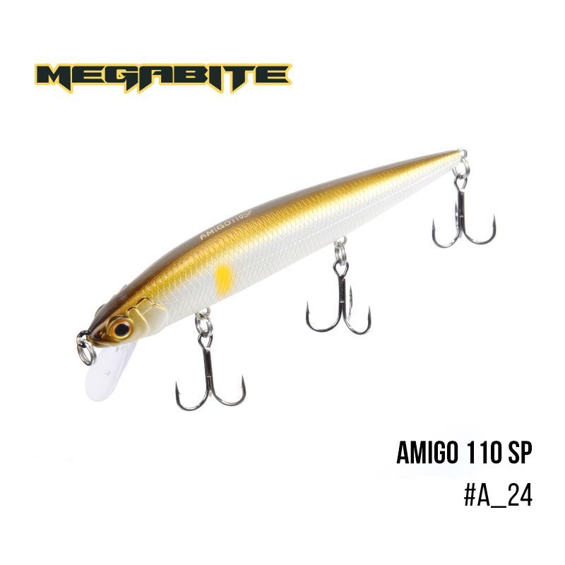 

Воблер Megabite Amigo 110 SP (110 мм, 14,3 гр, 1,0 m) (A_24)