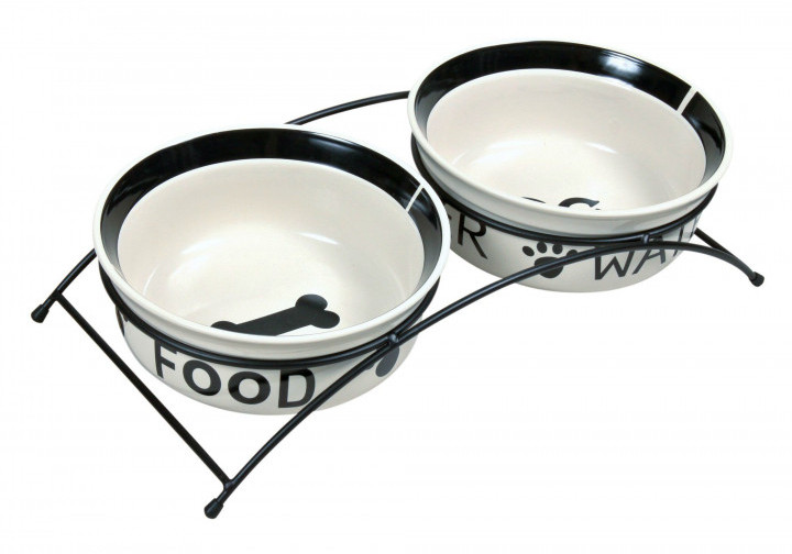 

Подставка с двумя керамическими мисками для собак Eat on Feet Ceramic Bowl Set 2600 мл  25 см Trixie BGL-TX-532