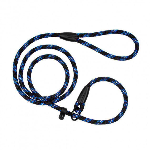

Поводок Удавка для Собак Bronzedog Active из Альпинистского Шнура Светоотражающий Черно-Голубой 6 мм 183 см (47322)