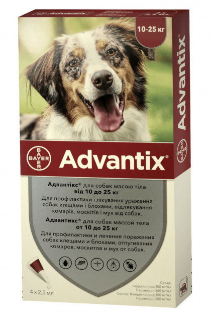 

Адвантикс средство от блох и клещей для собак 10-25 кг ADVANTIX 4 пипетки Bayer BGL-BY-48