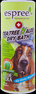 

Сухой шампунь Espree Tea Tree & Aloe Dry Bath с алоэ вера и маслом чайного дерева для собак 177 мл