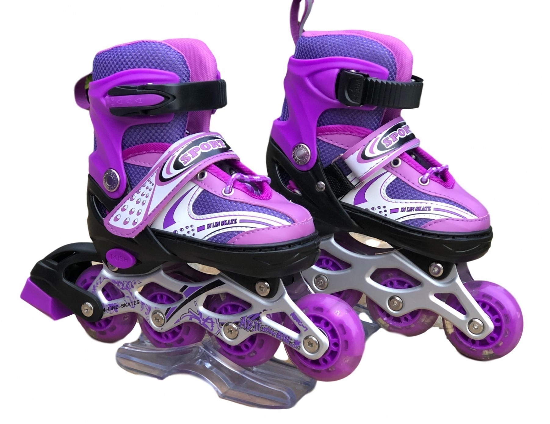 

Роликовые коньки раздвижные In Lin Skate 129A Ролики с подсветкой колес (M 34-38) Фиолетовые
