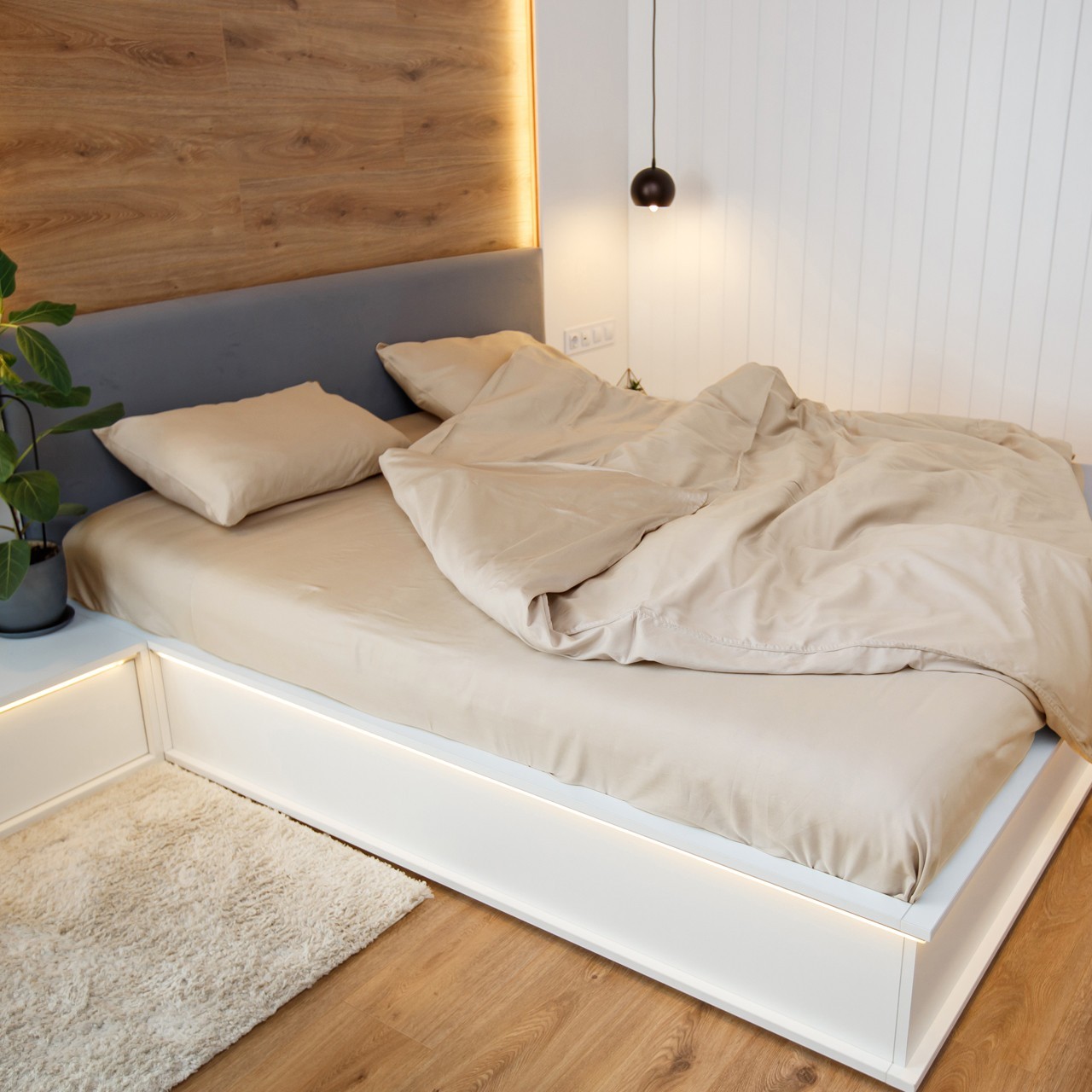 

Простынь NaviHome сатин 200х250 см бежевая