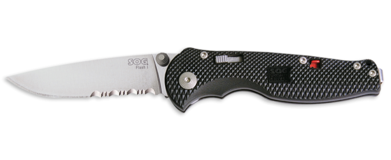

EDC нож SOG FLASH I Satin / Drop Point / Partially Serrated FSA97-CP