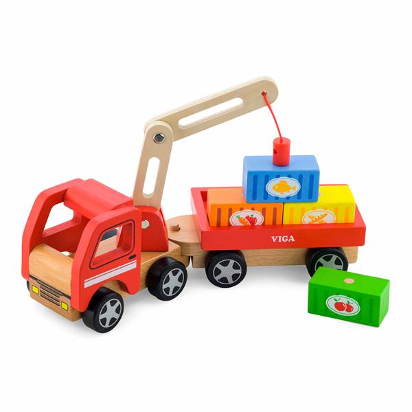 

Деревянная игрушечная машинка Viga Toys Автокран разноцветный