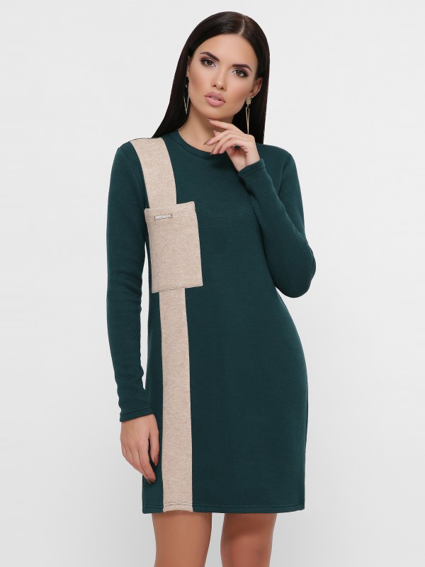 

Платье Fashion Up Marcy PL-1774A 46 Темно-зеленое с бежевым