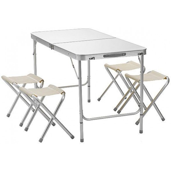 

Стол раскладной Folding Table и 4 стула для пикника цвет белый (3986)