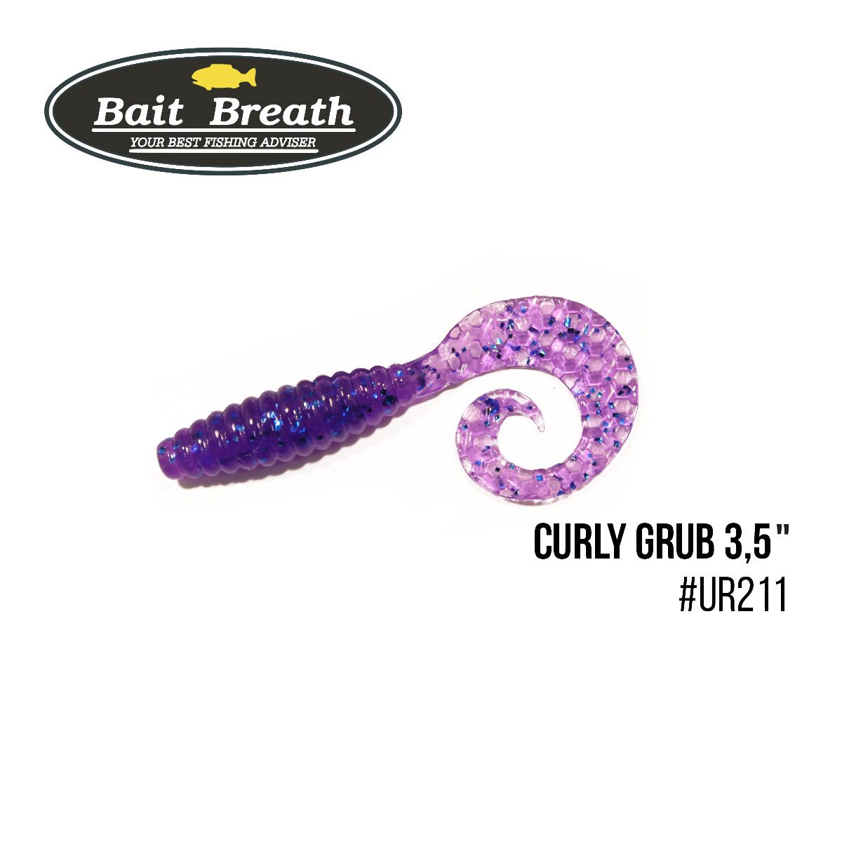 

Приманка Bait Breath Curly Grub 3,5'' (10шт) (Ur211 Electric Blue Shad)