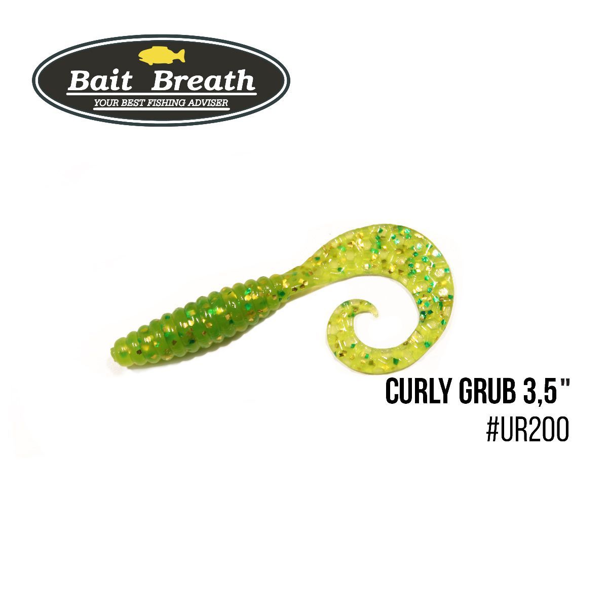 

Приманка Bait Breath Curly Grub 3,5'' (10шт) (Ur200 Chartreuse)