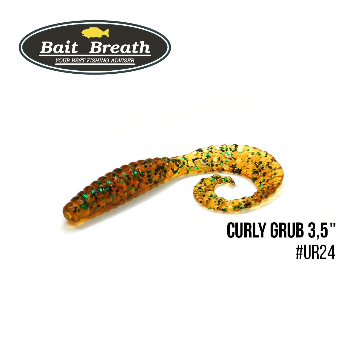 

Приманка Bait Breath Curly Grub 3,5'' (10шт) (Ur24 Pumpkin/green*seed)