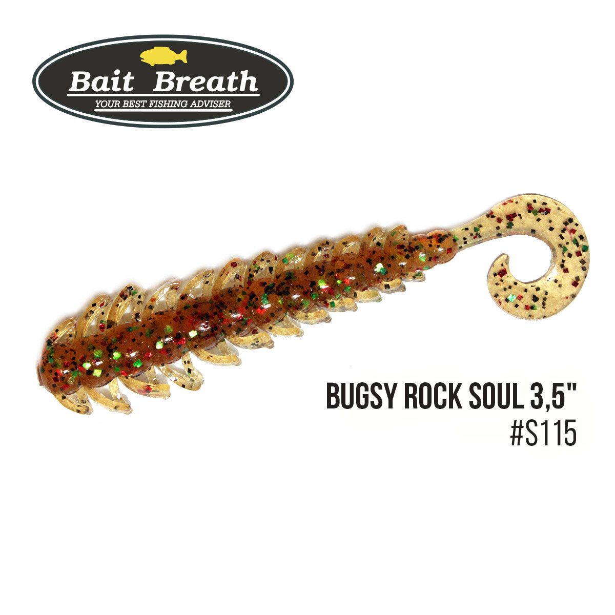 

Приманка Bait Breath BUGSY 3,5'' Rock Soul (10 шт.) (S115 Pumpkin／green・red・seed)