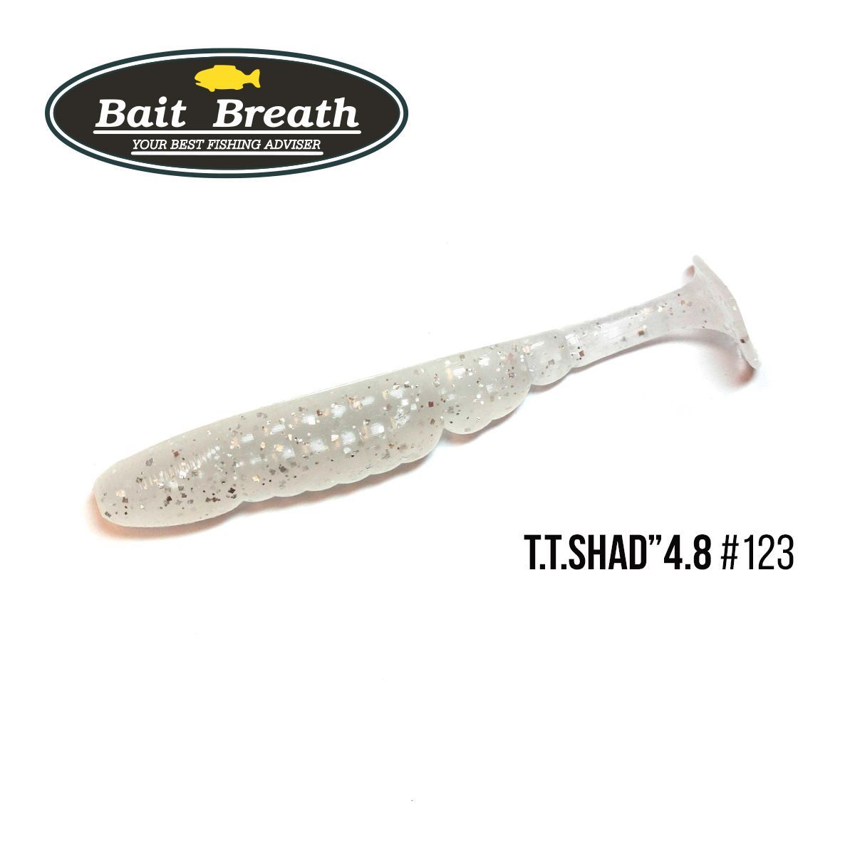 

Приманка Bait Breath T.T.Shad 4,8'' (5 шт) (123 BYS Clear white ／Silver)