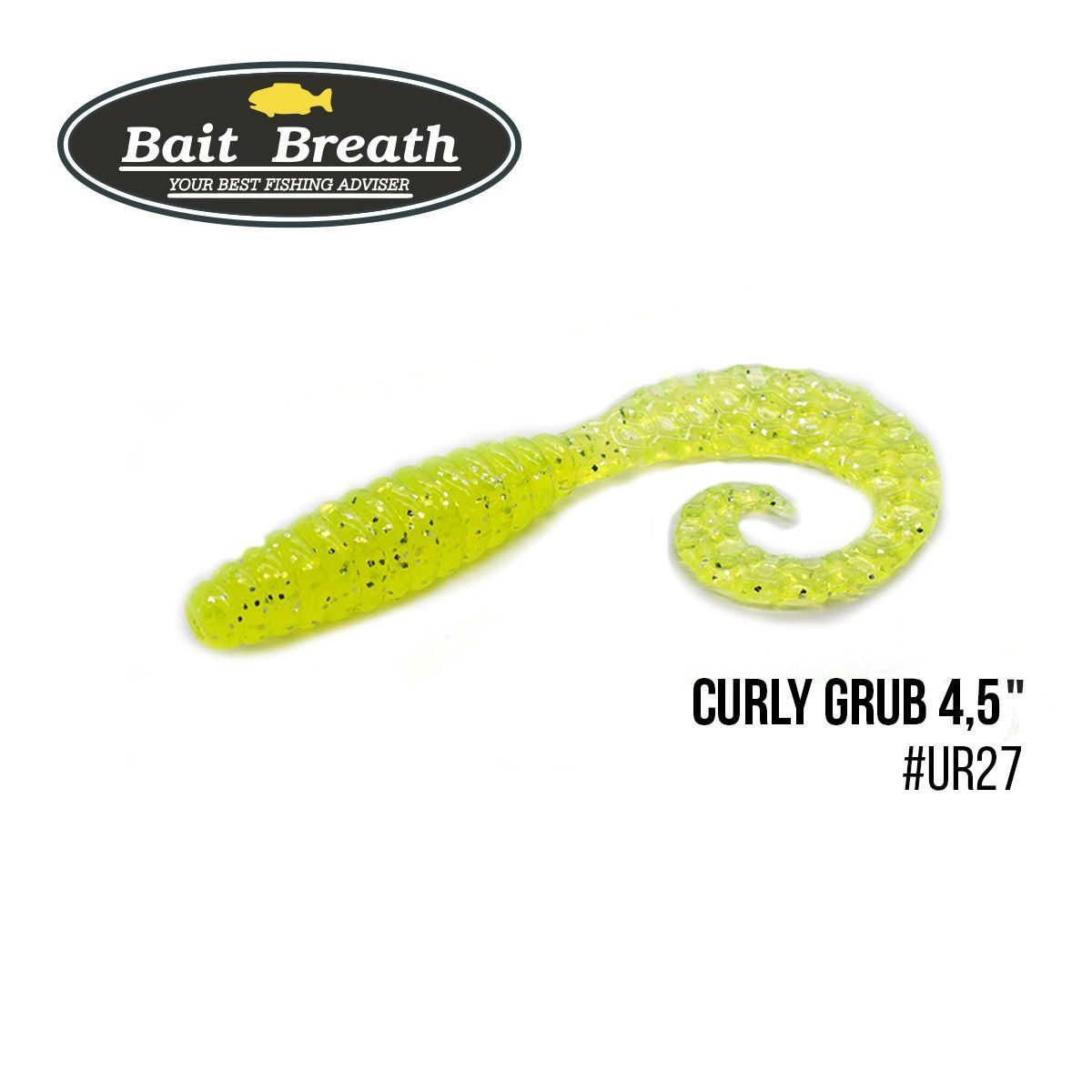 

Приманка Bait Breath Curly Grub 4,5'' (8шт) (Ur27 Chartreuse/silver)
