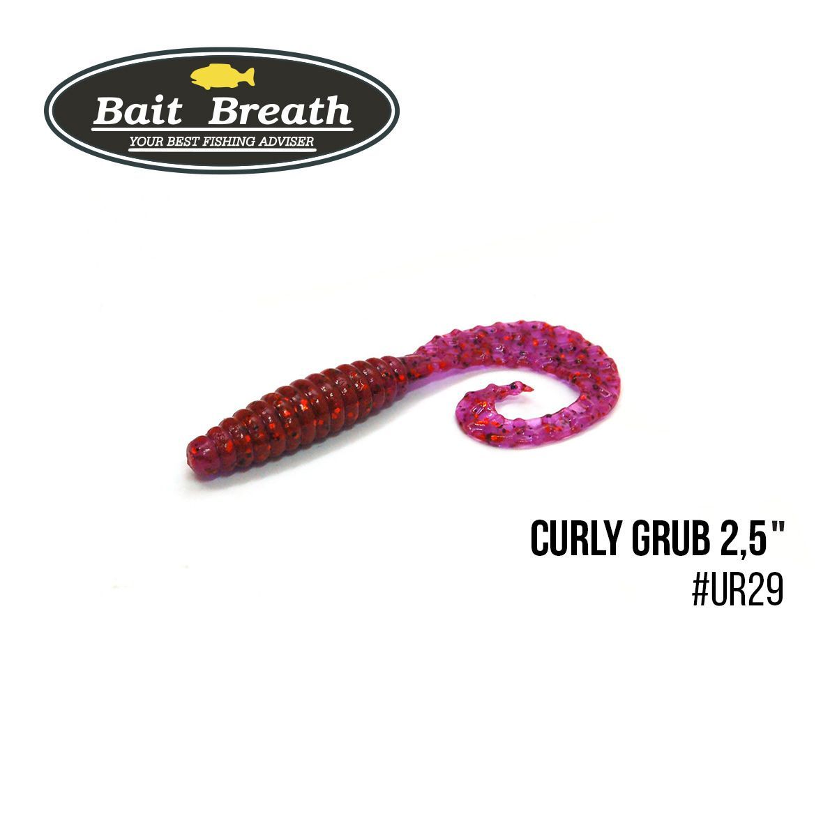

Приманка Bait Breath Curly Grub 2,5'' (12шт) (Ur29 Chameleon／Red・seed)