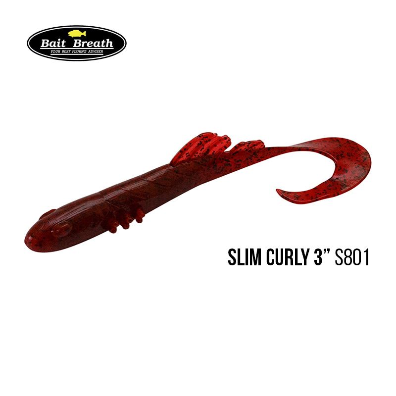 

Приманка Bait Breath BeTanCo Slim Curly 3'' (8шт) (S801 Red／Seed)
