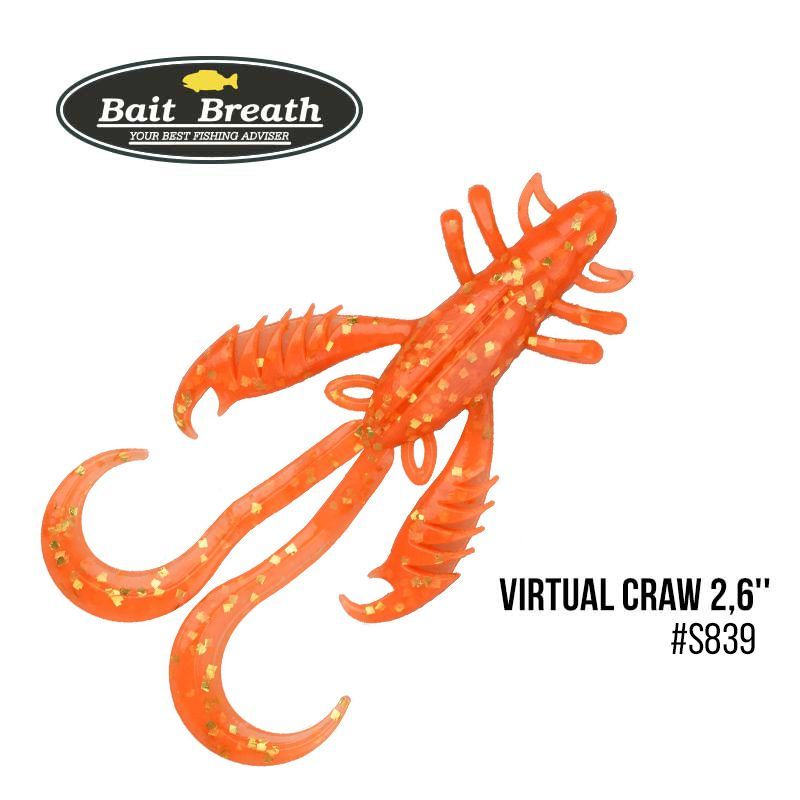 

Приманка Bait Breath Virtual Craw 2,6'' (9шт.) (S839 Orange／Gold)