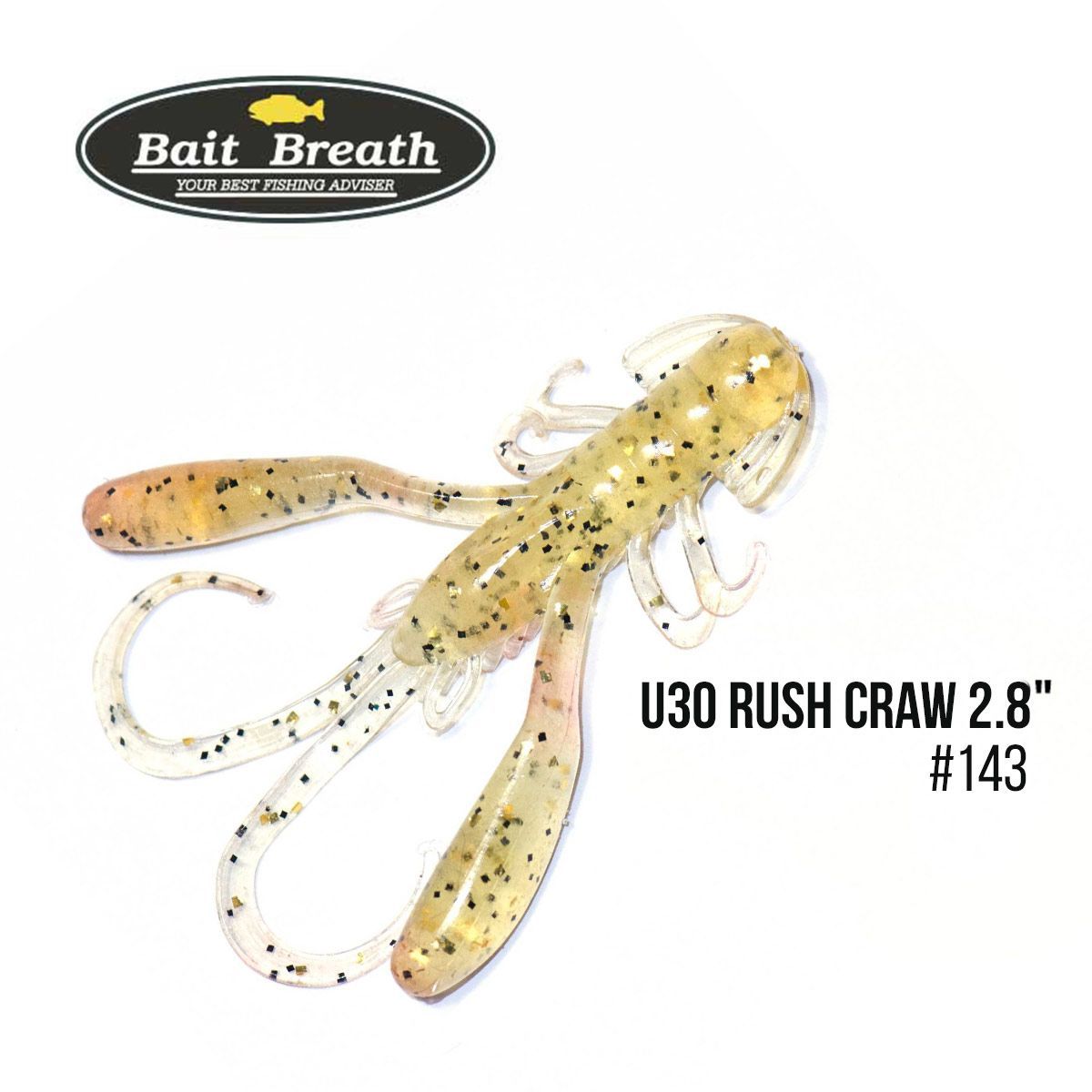 

Приманка Bait Breath U30 Rush Craw 2.8'' (7шт.) (143 Clear/black gold F)