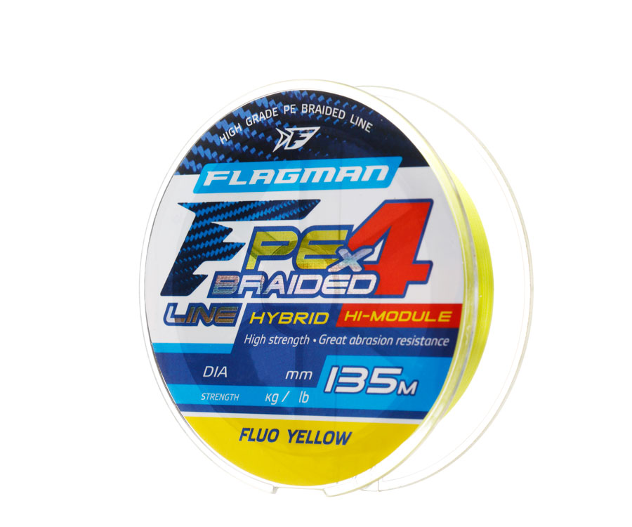 

Шнур Flagman PE Hybrid F4 135m FluoYellow 0,06mm. 2,7кг/6lb (109848)