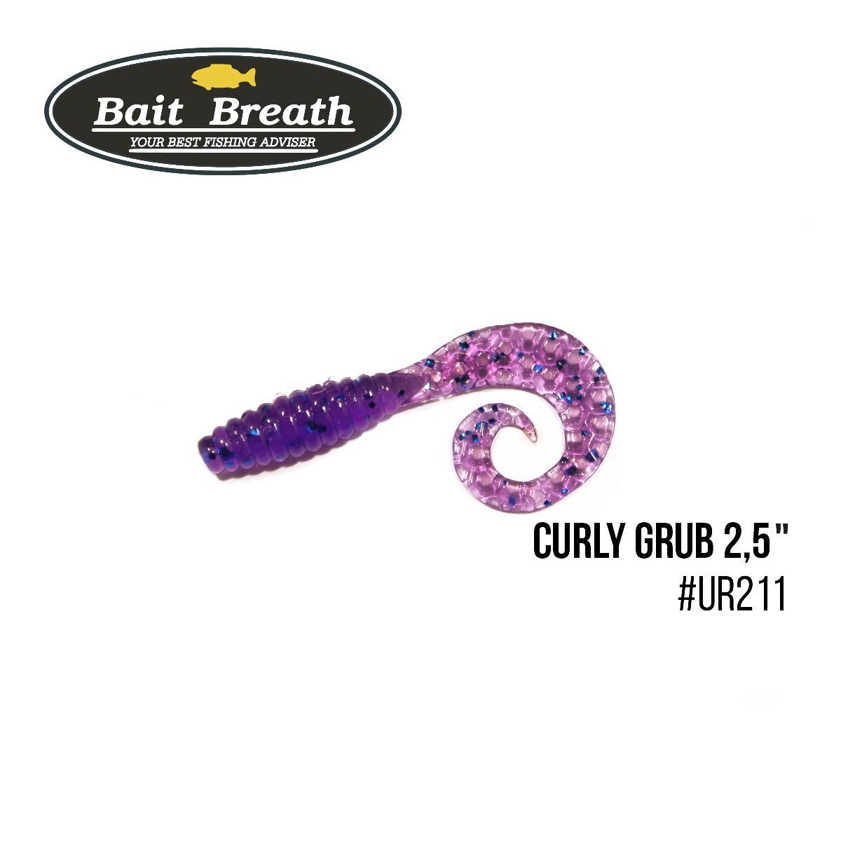 

Приманка Bait Breath Curly Grub 2,5'' (12шт) (Ur211 Electric Blue Shad)