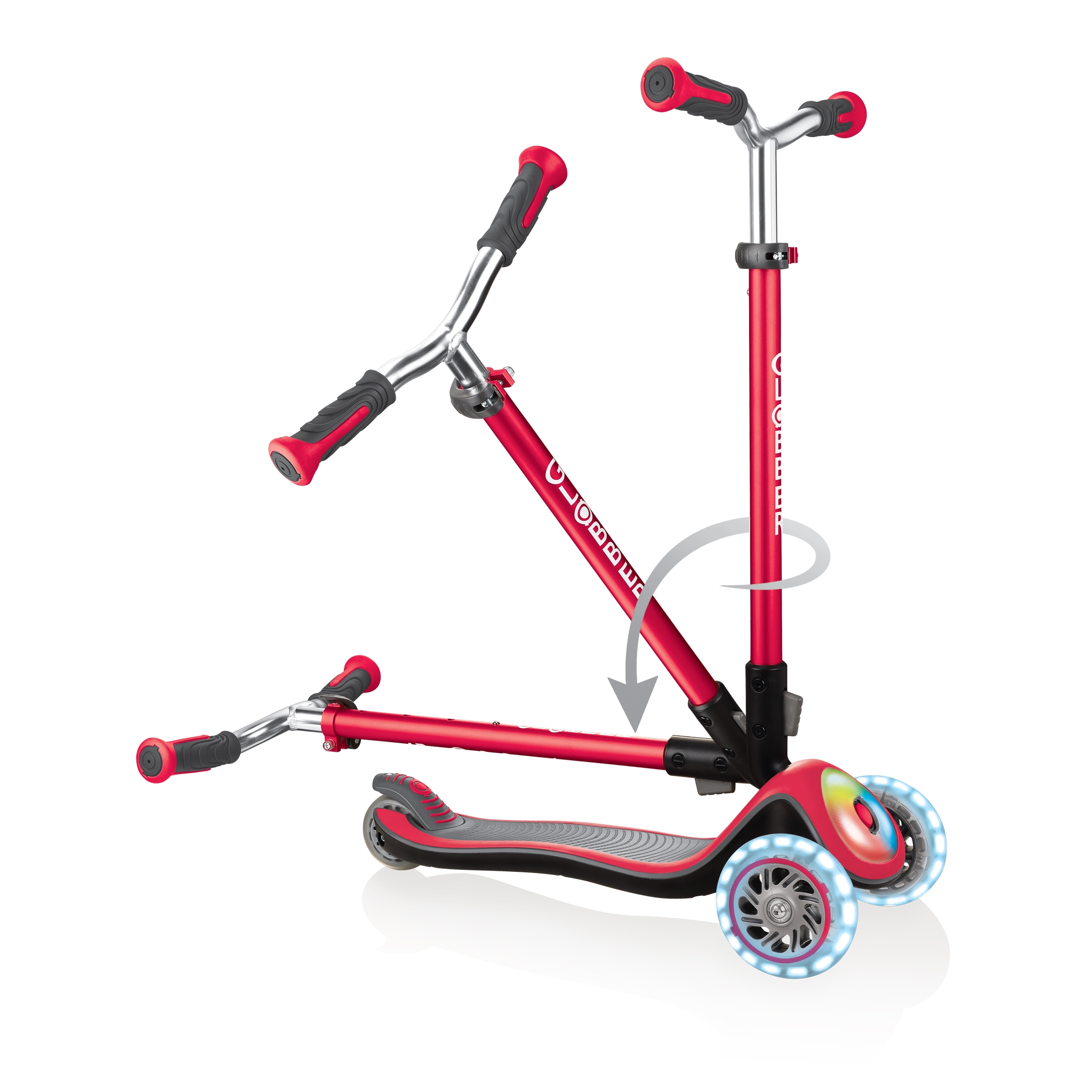 

Детский самокат Globber Eliite Prime Fold Up Lights New Red