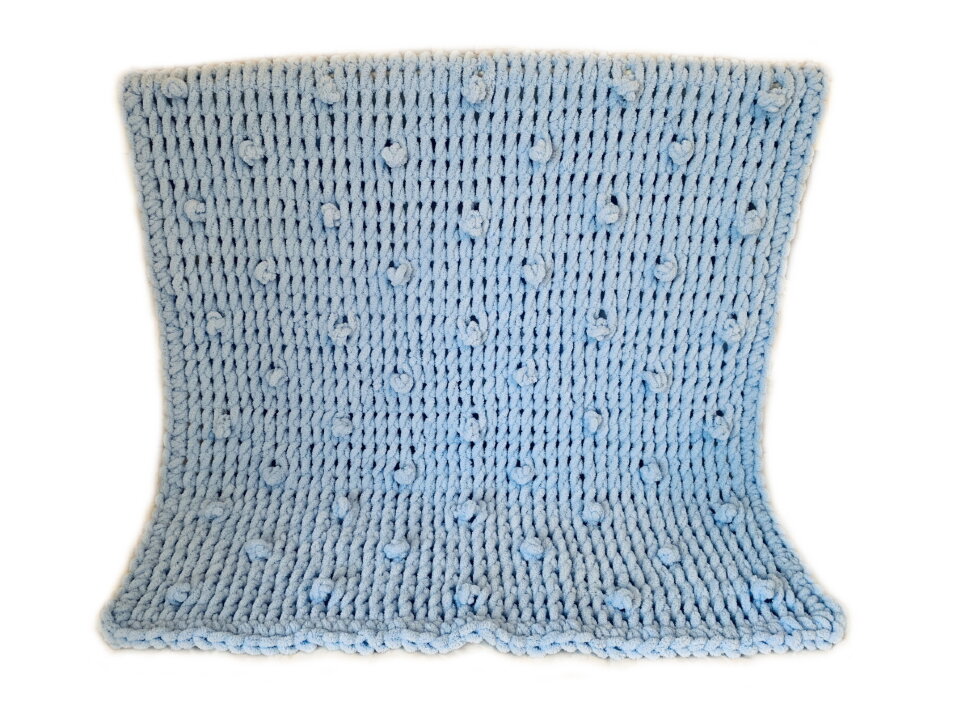 

Hand Made Плед детский узор маршмеллоу голубой. Размер 80х110см