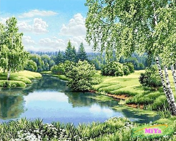 

Набор алмазная живопись Пейзаж с берёзами 40x60см