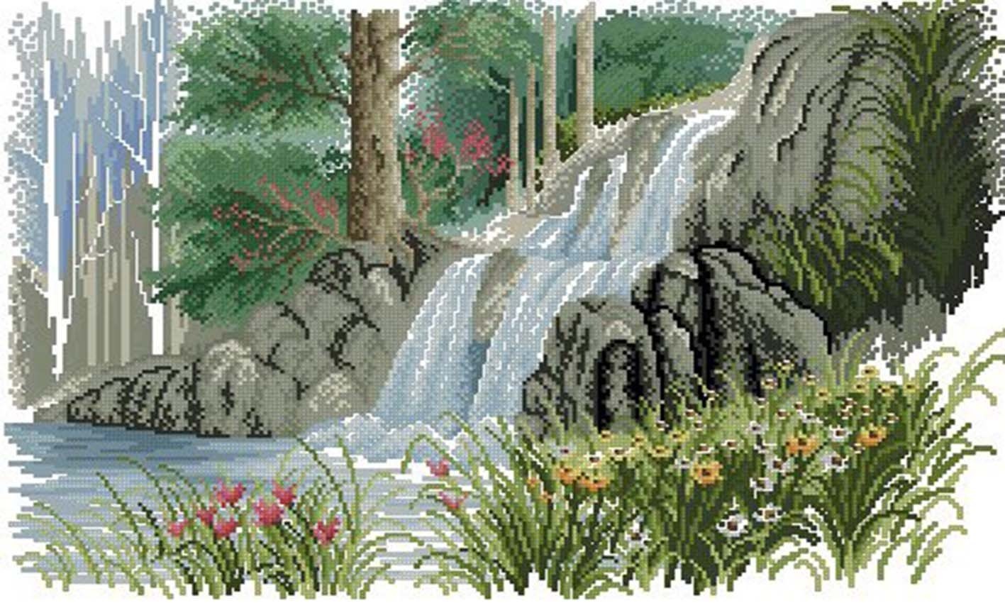 

Набор рисование стразами Вышивка водопад 30x50см
