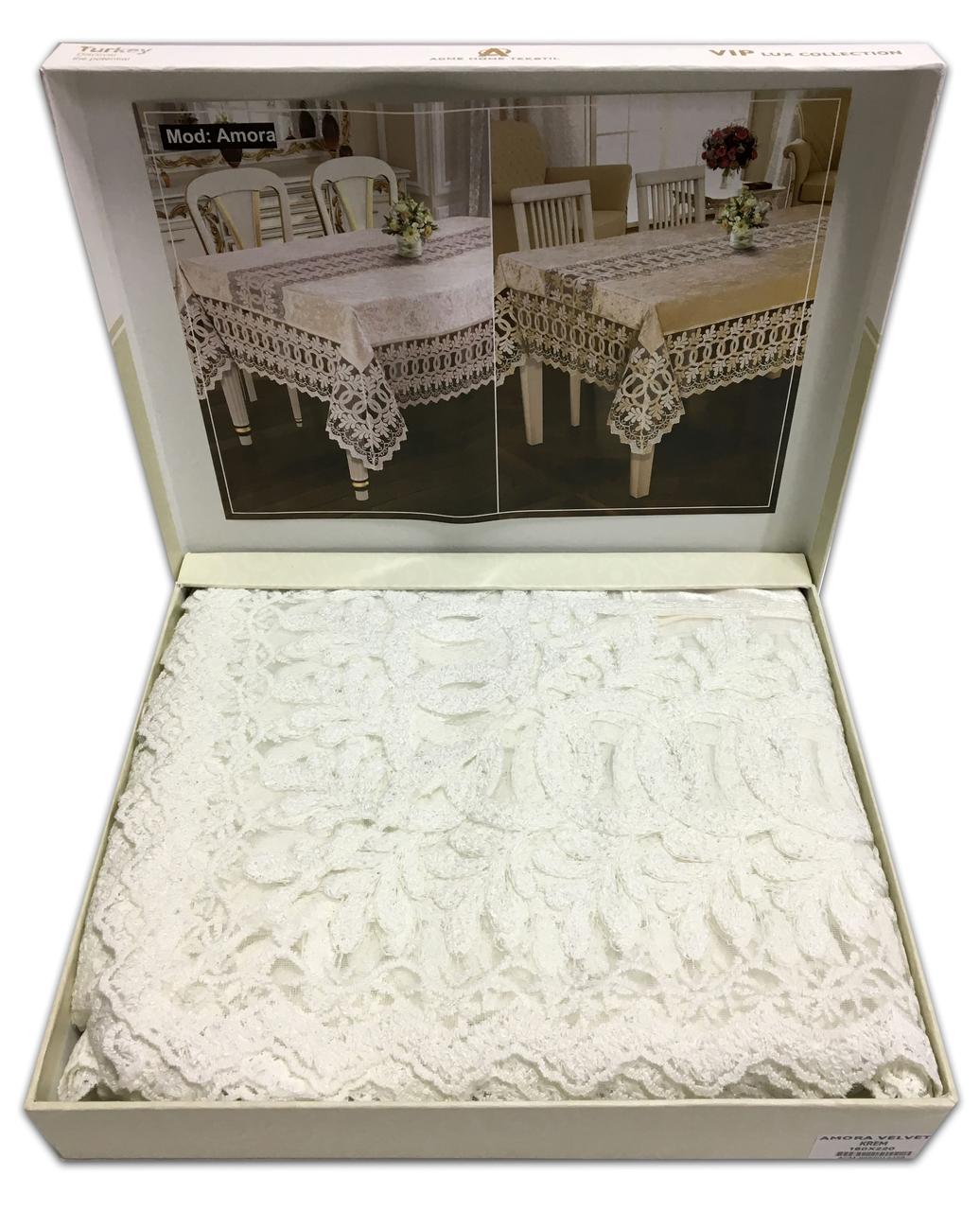 

Скатерть Велюр Acme Tekstil 160x220 Amora Krem