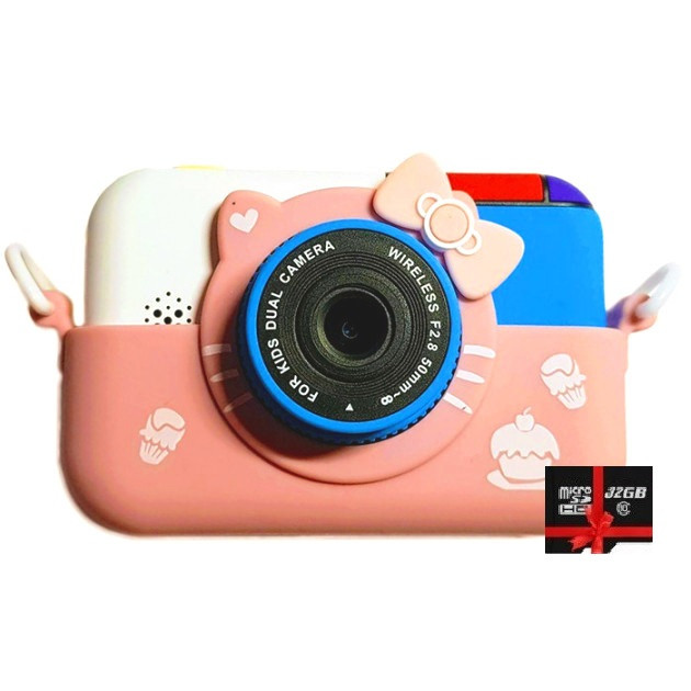 

Детский фотоаппарат Хелло Китти Children`s fun цифровой 40Мпп 1080FHD розовый с картой 32 ГБ