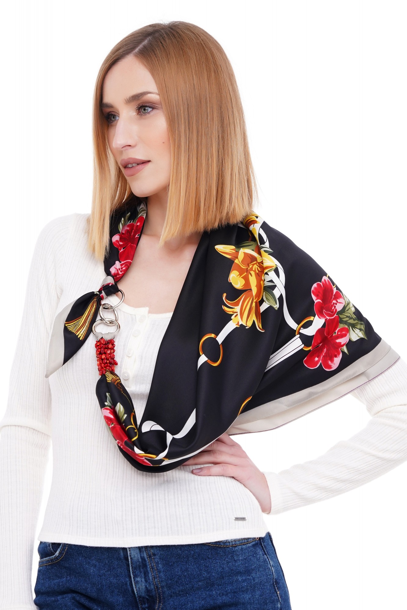 

Платок MyScarf атласный Танго в Париже с натуральными камнями
