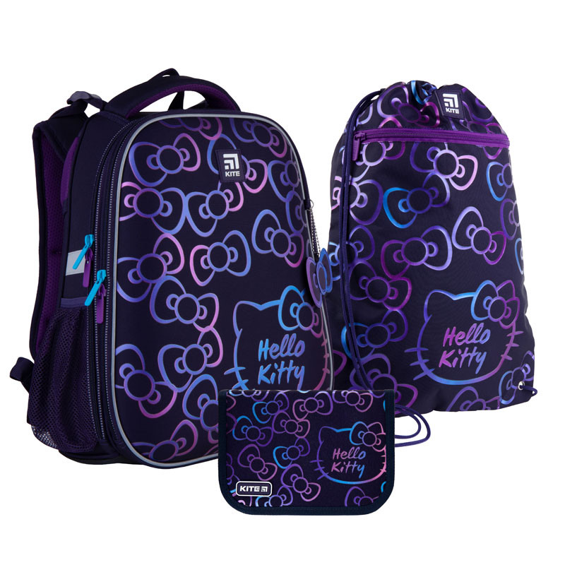 

Набор Kite рюкзак + пенал + сумка для обуви Hello Kitty каркасный с ортопедической спинкой (990893)