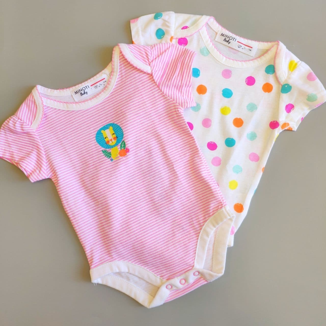 

Боди с коротким рукавом Minoti Lullaby 2шт 12714 74см Розовый с белым