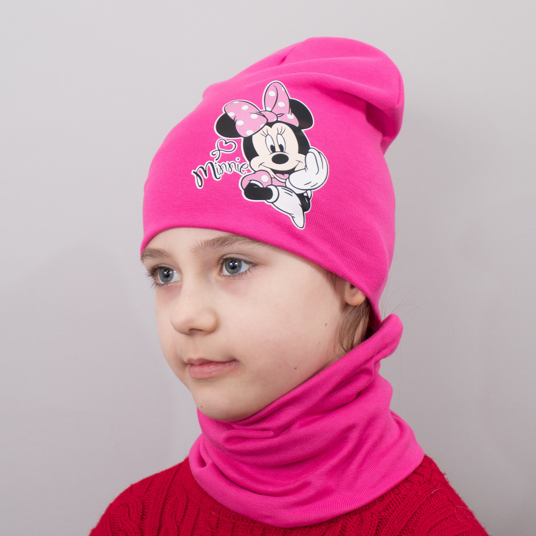 

Детская шапка с хомутом КАНТА "Minnie" размер 52-56 розовый (OC-840) lu53