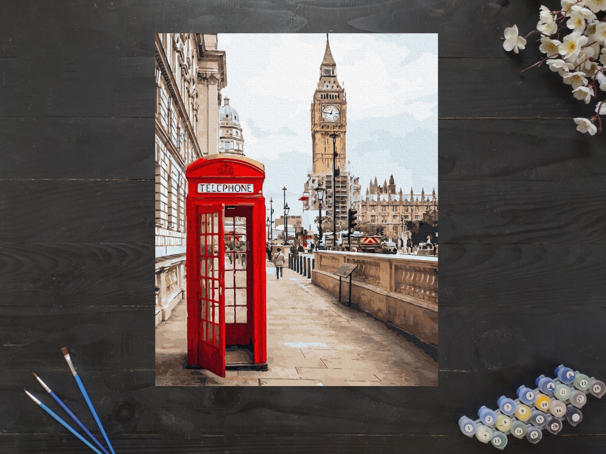 Картина по номерам улица Лондона. Картины по номерам Лондонский мотив. Постер 2835 "Лондон" 40х26 см.