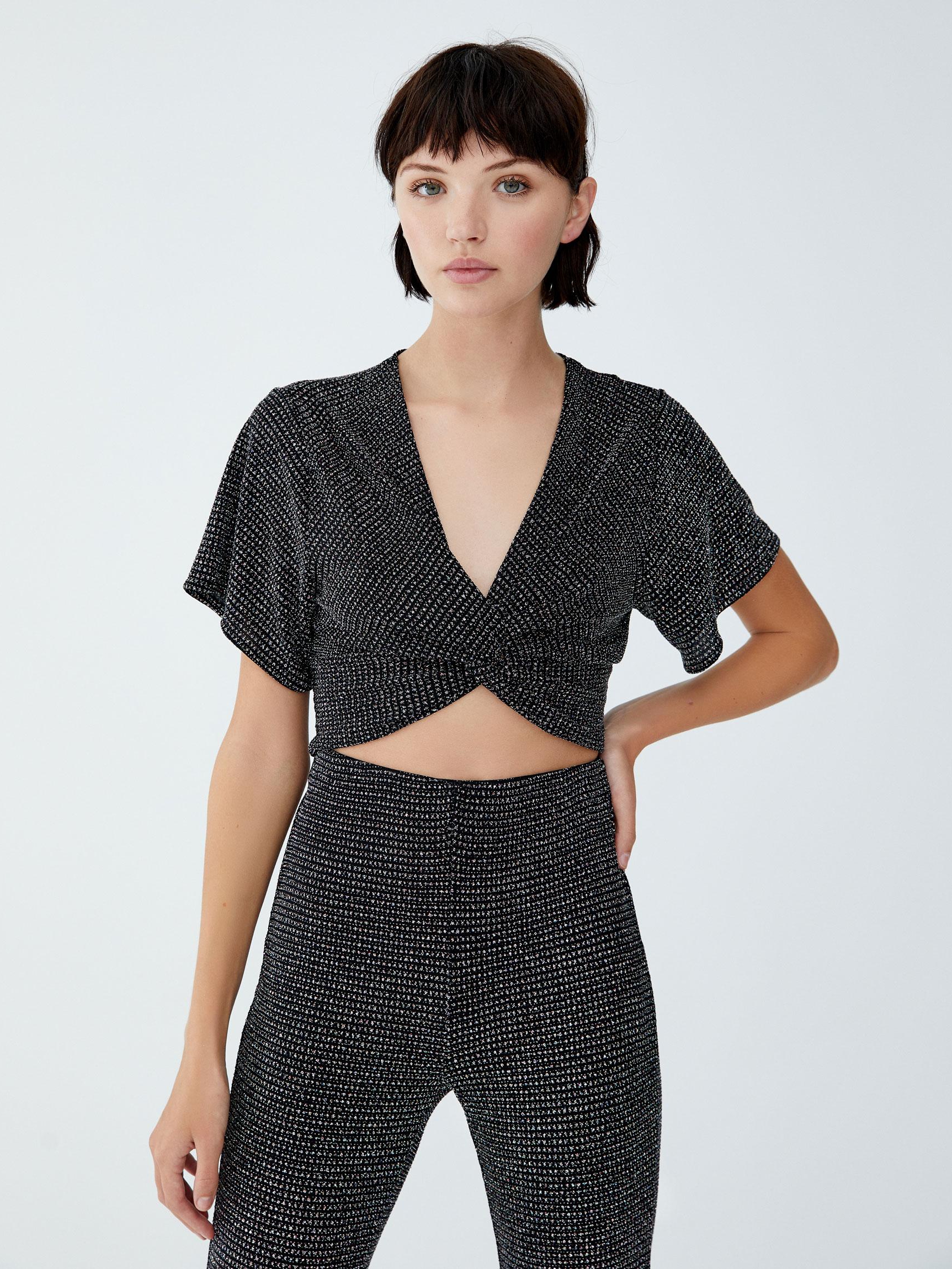 

Топ Pull & Bear 9473305800-ABFJ L Черный с серебристым
