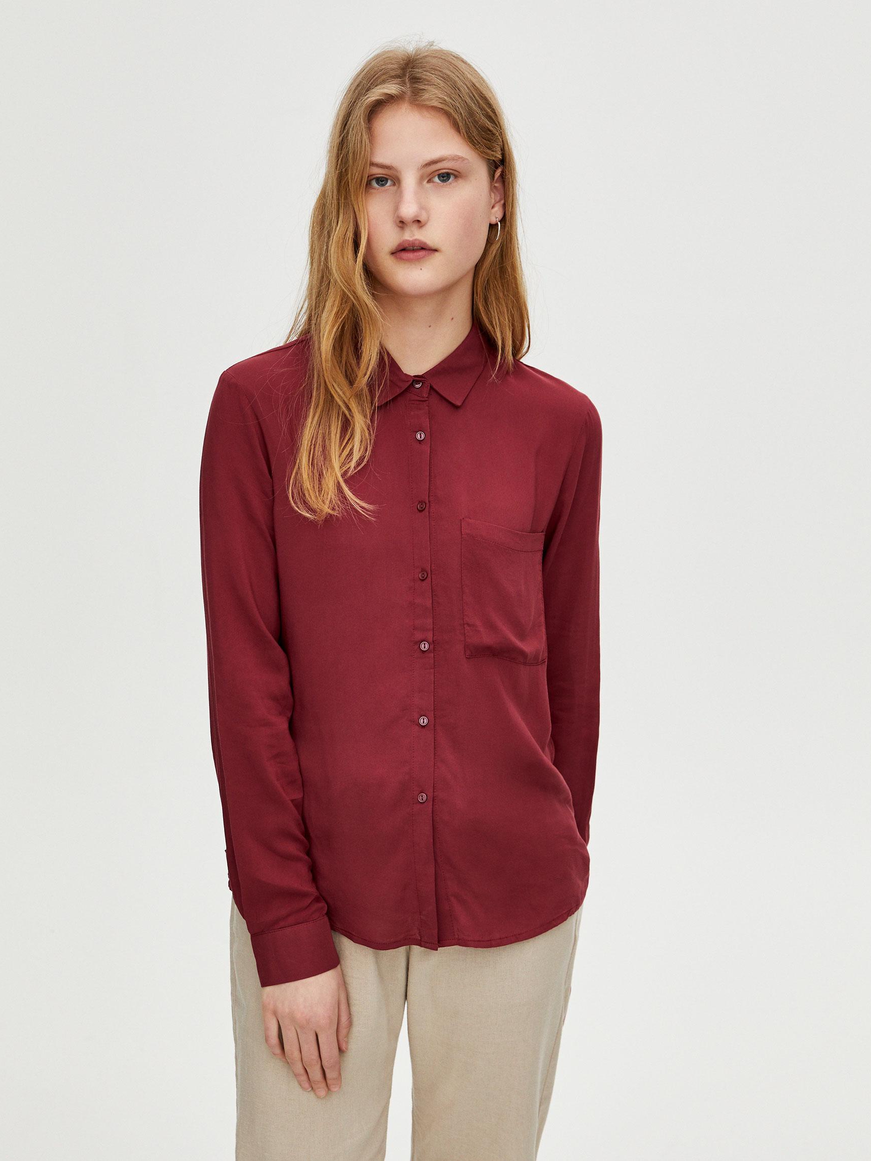 

Рубашка Pull & Bear 9471348605-ACUK XS Бордовая