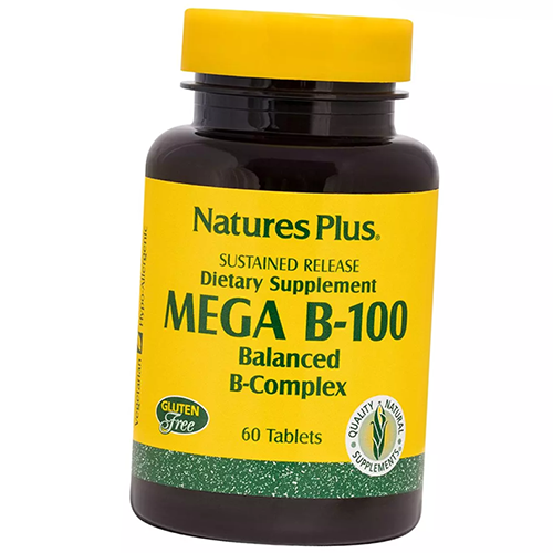 

Витамины группы В с замедленным высвобождением, Mega B-100 Sustained Release, Nature's Plus 60таб (36375154)