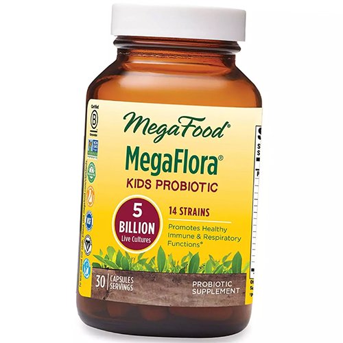 

Пробиотики, MegaFlora Kids Probiotic, Mega Food 30капс (69343002)