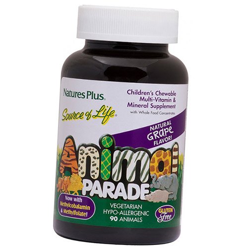 

Витамины для детей, Animal Parade Children's Multi, Nature's Plus 90таб Виноград (36375037)