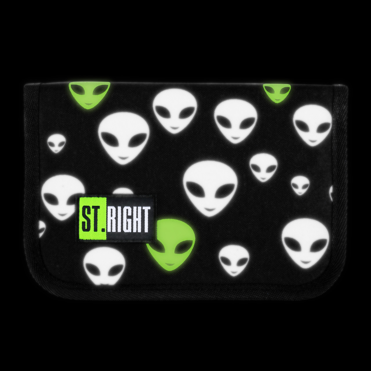 

Пенал школьный без наполнения ST.RIGHT PC3 REFLECTIVE ALIENS 1 отделение 2 отворота
