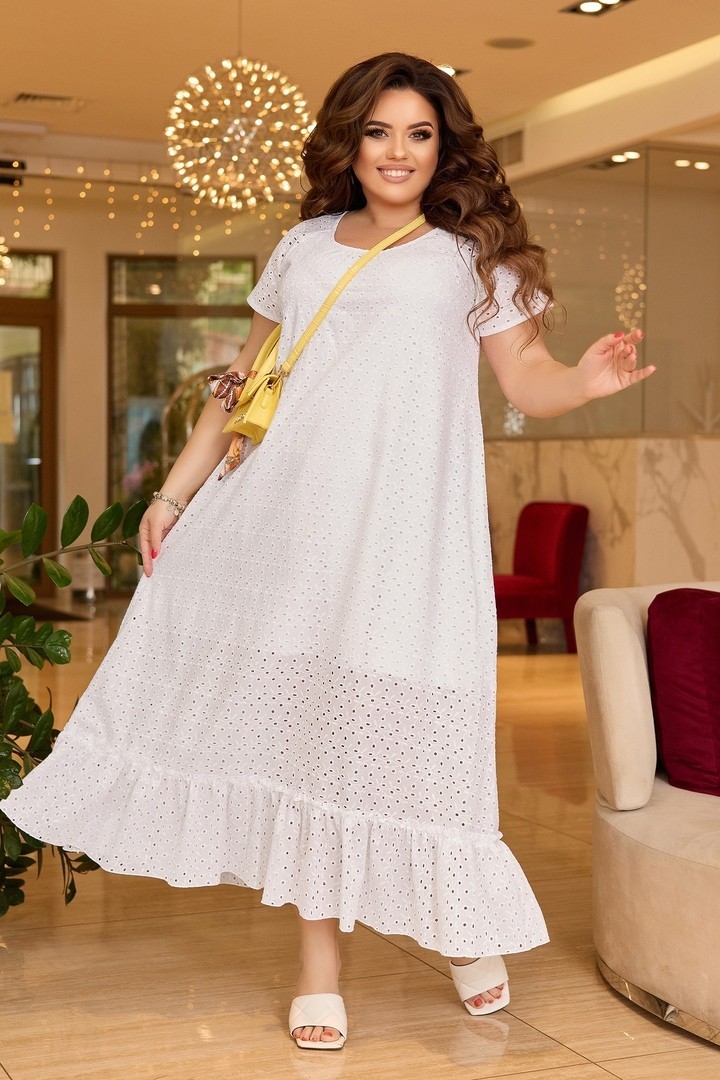 

Платье летнее длинное низ рюши из прошвы подкладка батист Miss Podium Белый, Платье летнее длинное низ рюши из прошвы подкладка батист Miss Podium Белый 54