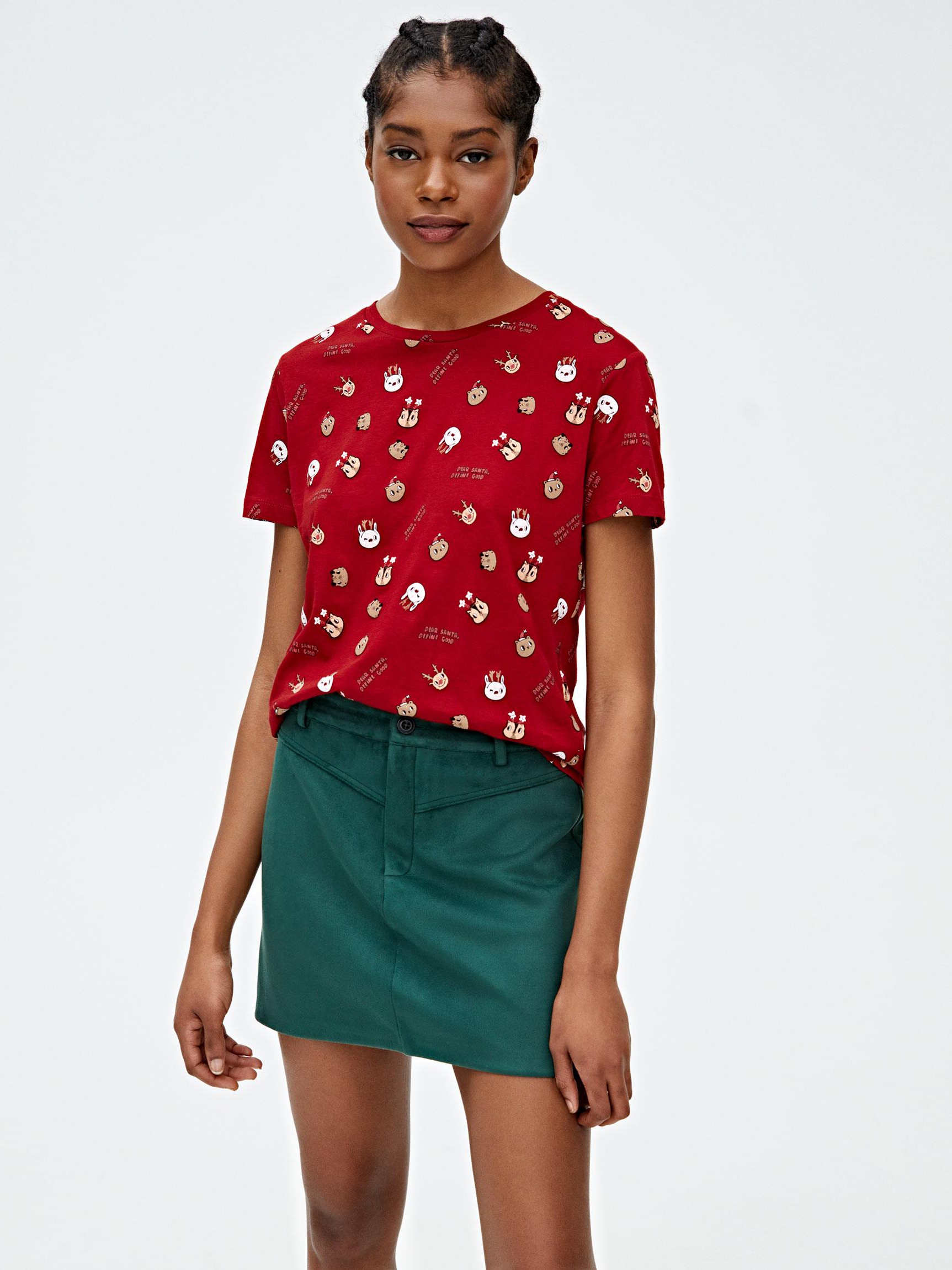 

Футболка Pull & Bear 9246317605-ACOX S Бордовая с серым