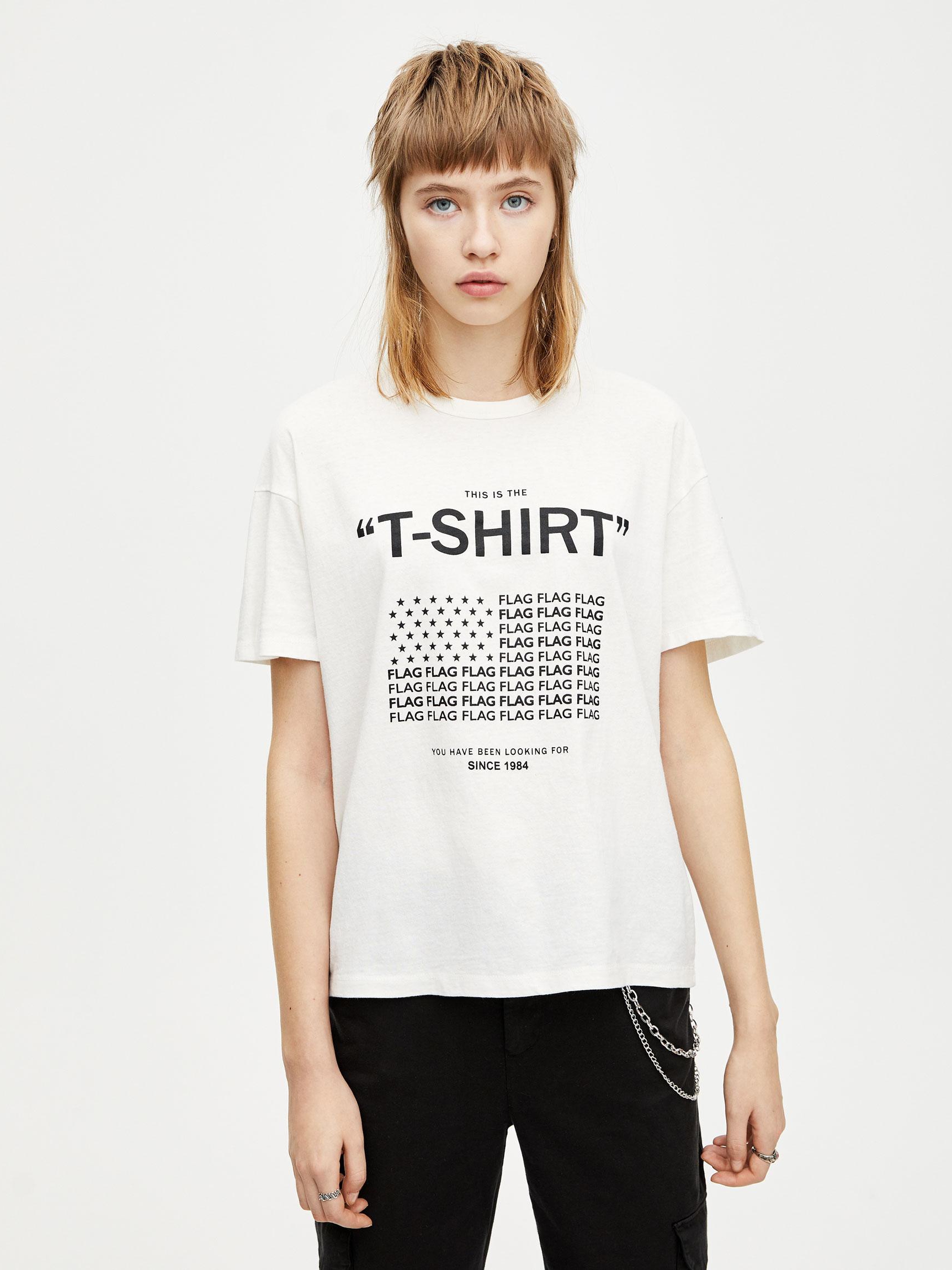 

Футболка Pull & Bear 9245387805-ADLV  Молочная с черным, Футболка Pull & Bear 9245387805-ADLV S Молочная с черным