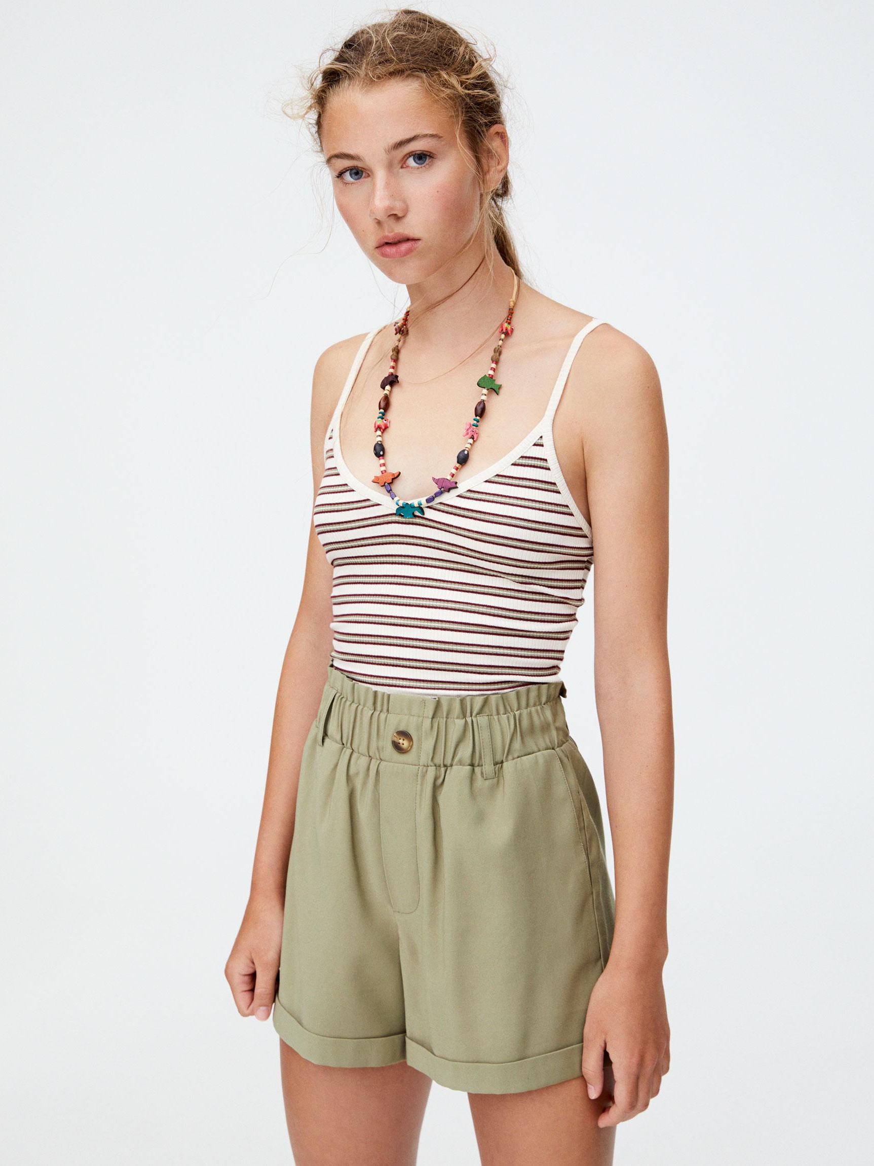 

Топ Pull & Bear 9242377805-AESM L Бежевый в полоску